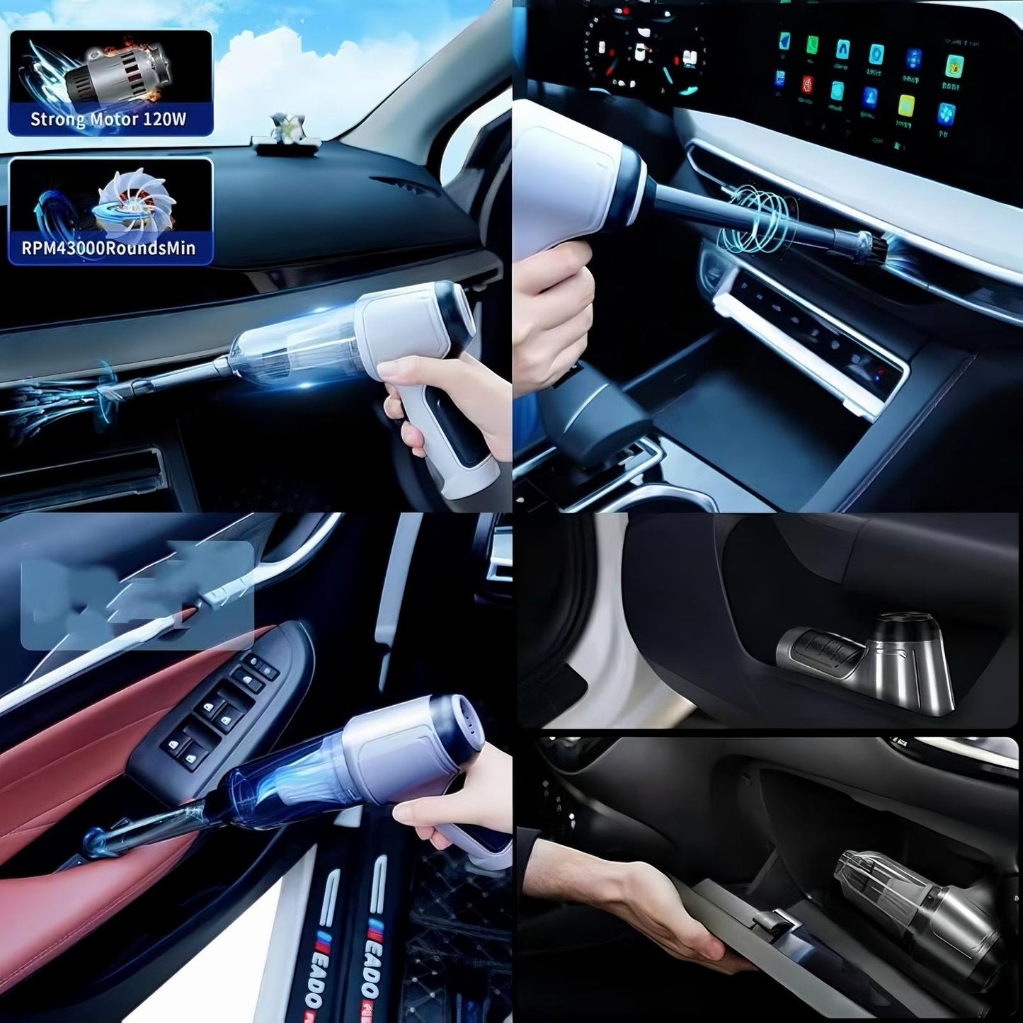 Mini Handstaubsauger für Auto mit Zubehör und starker Saugkraft